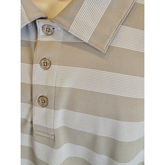 Under armour size XXL brown tan striped performance polo heat gear short sleeve - Picture 3 of 7